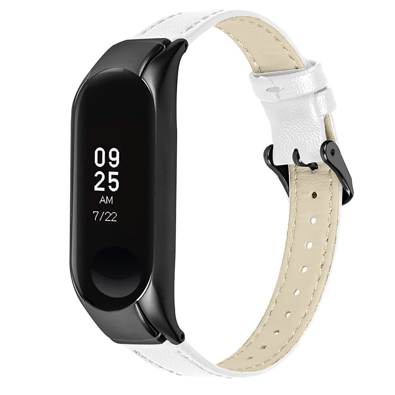 For Xiaomi Mi Band 7 Genuine Cowhide Leather Watch Strap Replacement Watchband with Black Watch Case For Xiaomi Mi Band 7 Genuine Cowhide Leather Watch Strap Replacement Watchband with Black Watch Case